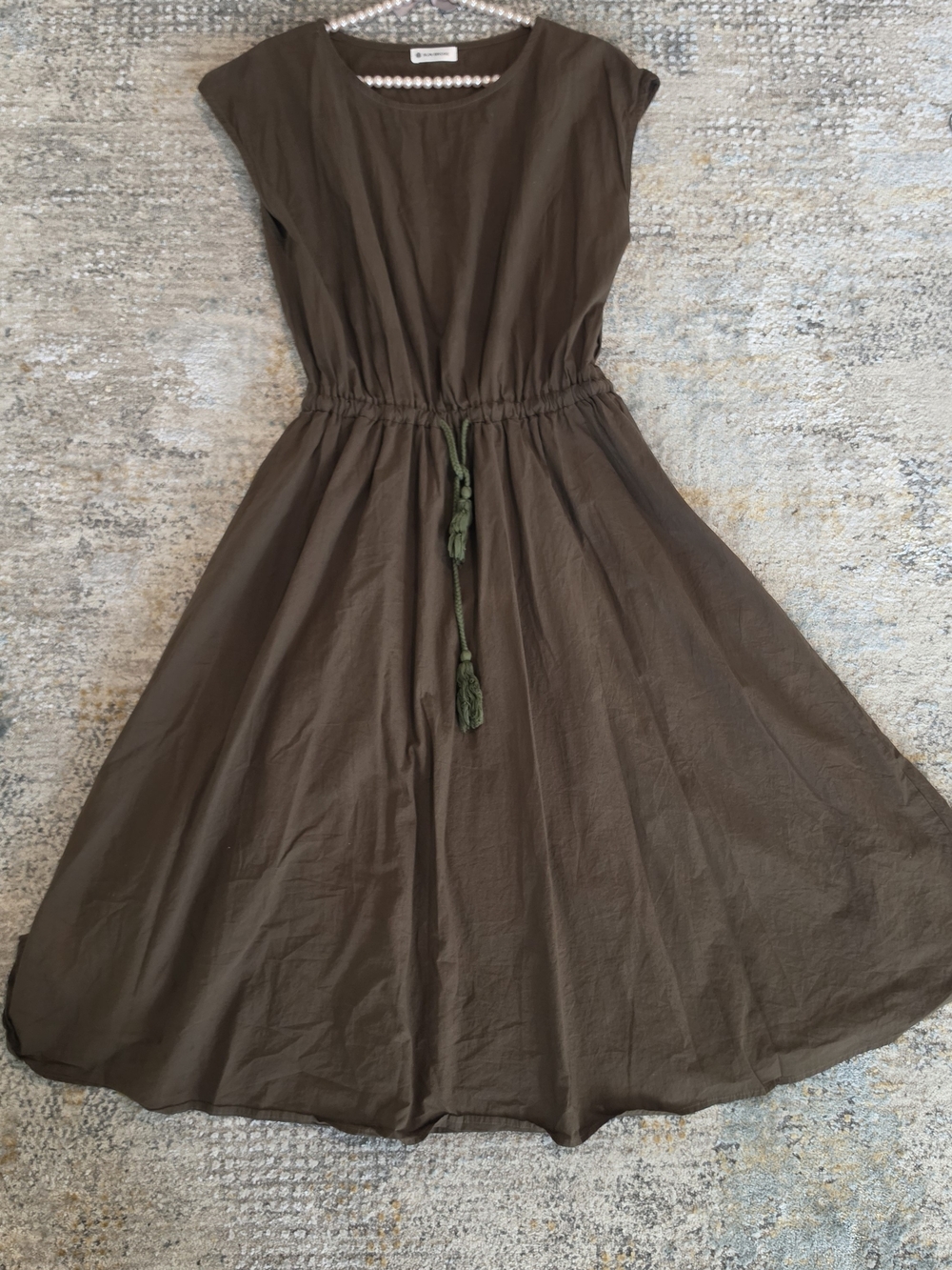 Sun Brose Brown Drawstring Midi Dress